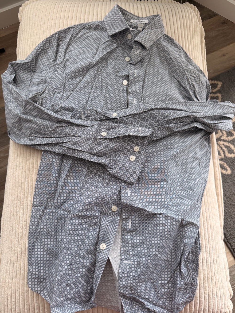 Express Extra Slim Fit Men's Blue-Grey Geometric Button-Up Shirt Jacket